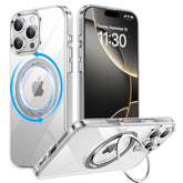 Designed For Iphone 16 Pro Case, 360°Rotatable Ring Stand Case Compatible With Magsafe -Grade Protection Magnetic Kickstand Case 6.3 Inch-Clear