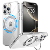 Designed For Iphone 16 Pro Case, 360°Rotatable Ring Stand Case Compatible With Magsafe -Grade Protection Magnetic Kickstand Case 6.3 Inch-Clear