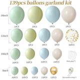 Dusty Green Blue Balloon Arch Kit, for Baby Shower, Birthday, and Wedding