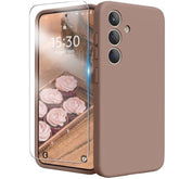 Designed For Samsung S24 Case 6.2 Inch, Liquid Silicone Case With Camera Protection With Microfiber Lining Shockproof Phone Case Cover For Galaxy S24 (2024), Light Brown