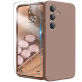 Designed For Samsung S24 Case 6.2 Inch, Liquid Silicone Case With Camera Protection With Microfiber Lining Shockproof Phone Case Cover For Galaxy S24 (2024), Light Brown