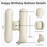 Cream Happy Birthday Balloon Banner, Beige Foil Letter Balloons for Party Decor