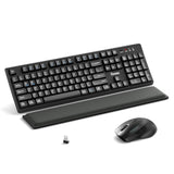 Wireless Keyboard And Mouse Combo With Wrist Rest, 2.4G Full-Sized Keyboard And Mouse Cordless, 3 Dpi Adjustable Silent Mouse, Dual-System Keyboard For Computer/Laptop/Windows/Mac(Black)