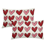 Valentines Day Lumbar Pillow Covers 12X20 In Red Pink Heart Valentine'S Day Decorative Pillow Cases Anniversary Wedding Cotton Linen Throw Pillows Set Of 2 Holiday Home Decor For Sofa Couch Outdoor