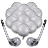 15Pcs Golf Balloons Sports Party Decor with 13pcs 18-Inch Balloons & 2 Golf Clubs