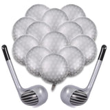 15Pcs Golf Balloons Sports Party Decor with 13pcs 18-Inch Balloons & 2 Golf Clubs