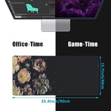 Mouse Pad,Vintage Peonies Desk Mat For Desktop,Desk Pad With Non-Slip Base And Stitched Edge,Extended Mousepad For Office And Home 35.4X15.7 Inch