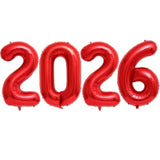 40-Inch Giant Red 2026 Number Balloons NYE & Graduation Foil Decor