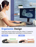 2.4G Ergonomic Mouse Vertical Wireless - 4800 Dpi Optical Carpal Tunnel Mouse Right Hand, 5 Adjustable Dpi, Quiet Clicks, 6 Buttons For Laptop, Desktop, Pc, Computer - Black