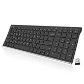 Usb Wireless Keyboard Stainless Steel Ultra Slim Keyboard With Numeric Keypad For Computer/Pc/Laptop And Windows 11/10/8 Rechargeable Battery