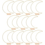 Metal Floral Hoops: 10 Sets Moon Shaped Metal Wreath Rings Stand With Wood Holders Centerpiece Table Decor For Diy Party Christmas Home Wedding Table Decor