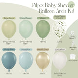 141pcs Sage Green & Dusty Blue Balloon Arch Kit for Baby Shower Boho Party Decor