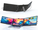 Laptop Screen Extender, 14" Triple Portable Monitor For Laptop, 1080P Fhd Ips Screen Extender Monitors For 13"-17", Travel Monitor For Mac/Windows/Chrome, Built-In Speakers