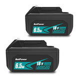2 Pack Bl1860B 6.5Ah 18 Volt Lithium Ion Battery For Makita 18V Battery 6.0Ah 5.0Ah 4.0Ah 3.0Ah 2.0Ah Bl1850B Bl1840B Bl1830B Bl1820B Compatible With Makita 18V Lxt Battery