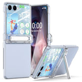 Designed For Samsung Galaxy Z Flip 7 Case With Hinge Protection & Foldable Kickstand (Built-In Screen Protector) Protective Phone Case Clear Cover For Z Flip 7 5G (Crystal)