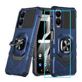 For Cricket Debut S3 Case/At&T Vista 2 Case With Screen Protector,Magnetic Ring Stand Dual Layer Military Grade Protection,Rugged Shockproof Corner Phone Case For Cricket Debut S3/Att Vista 2 Blue