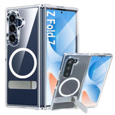 For Galaxy Z Fold 7 Case Compatible With Magsafe, Built-In Metal Kickstand & Strong Magnetic, Anti-Yellowing Non Slipping Out Phone Cover With Stand Slim Fit Samsung Galaxy Z Fold7 (Clear)