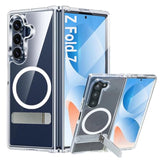 For Galaxy Z Fold 7 Case Compatible With Magsafe, Built-In Metal Kickstand & Strong Magnetic, Anti-Yellowing Non Slipping Out Phone Cover With Stand Slim Fit Samsung Galaxy Z Fold7 (Clear)