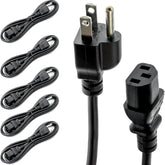 Ul Approved 6Ft Universal Power Cord (5 Pack) - Iec C13 To Nema 5-15P Computer Monitor Cable For It Departments, Data Centers & Bulk Purchasing - 18Awg 10A 125V