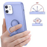 Case For Iphone 12 Case & Iphone 12 Pro Case With Ring Stand, 360° Rotatable Ring Holder Magnetic Kickstand, Shockproof Rubber Protective Phone Case Cover Inner Microfiber Lining, Light Purple