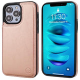 Rose Gold Magsafe Compatible Wallet Case for iPhone 14 Pro Max