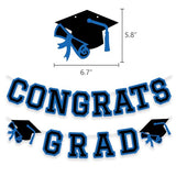 Congrats Grad Banner Graduation Party Banner Decoration Hanging Garland High School College Backdrop Supplies Blue