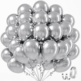 50pcs 12" Metallic Silver Balloons for Wedding, Birthday & Party Decor