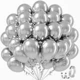 Metallic Silver Balloons 12 Inch, Chrome Silver Latex Balloons 50Pcs Party Balloons For Graduation Wedding Baby Shower Disco Birthday Party Decorations