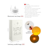 30 Pcs Luminary Bags With 35 Pcs Flameless Tea Lights, Led Tea Lights With Battery And Nativity Scene Luminaries For Outdoors, Christmas, Wedding, Thanksgiving, Pathway, Party Decor