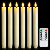 6 Pcs Flameless Taper Candles With Remote Timer Dimmer, 9.6 Inches Ivory Plastic Led Candlesticks, Battery Operated Led Candles, For Indoor Home Wedding Christmas Decoration