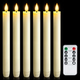 6 Pcs Flameless Taper Candles With Remote Timer Dimmer, 9.6 Inches Ivory Plastic Led Candlesticks, Battery Operated Led Candles, For Indoor Home Wedding Christmas Decoration