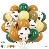 Western Cowboy Balloons Cow Print Brown Sand White Olive Green Khaki Balloon 12 Inch 40Pcs Decorations For Wild Western Farm My First Rodeo Baby Shower Birthday Party Backdrop Decor Supplies