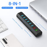 Powered Usb Hub, 8-Port Usb Hub 3.0 Powered Usb Splitter With 2 Fast Charging