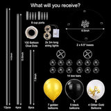 2 Set Table Balloon Stand Kit With Lights, Light Up Balloon Holder Include 16 Black Gold Latex Confetti Balloons, Christmas Party Decorations For Birthday, Weddings, Anniversary And Graduation