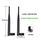 2 X 2.4Ghz 6Dbi Indoor Omni-Directional Wifi Antenna 802.11N/B/G Rp-Sma Female Connector + 2 X 20Cm/8" U.Fl/Ipex To Rp-Sma Pigtail Antenna Wifi Cable