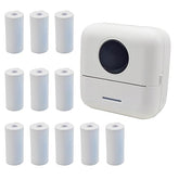 Mini Portable Printer Inkless Sticker With 11 Rolls Paper Bluetooth Mini Smart Pocket Portable Receipt Printer Inkless Thermal For Ios&Android White