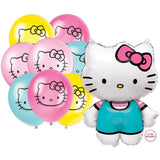 Hello Kitty Balloons | Set of 9 | Large 25" Hello Kitty Balloon (1) and 12" Balloons (8) | Sticker | Hello Kitty Birthday Decorations and Party Supplies | Officially Licensed