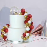 50 Pcs Ball Cake Topper Sticks Mini Balloons For Cake Decorating Supplies Foam Balls For Graduation Cake Birthday Cake Toppers Decorations (Gold?Red Series)