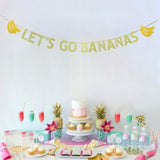 Lets Go Bananas Letter Banner, Twotti Frutti Decorations, Banana Theme Birthday Banner For Fruit Party Decor, Gold Glitter