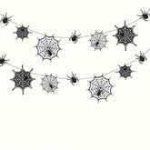 Spider Web Banner Garland Black Halloween Decorations Hanging Cobweb Spiderweb Haunted Mansion For Spooky Birthday Horror Home Office Classroom Mantle Fireplace Decor Party Supplies