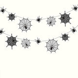 Spider Web Banner Garland Black Halloween Decorations Hanging Cobweb Spiderweb Haunted Mansion For Spooky Birthday Horror Home Office Classroom Mantle Fireplace Decor Party Supplies
