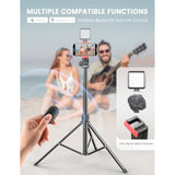71in Aluminum Phone Tripod Stand with Wireless Remote for iPhone and Android