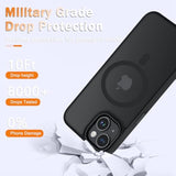 For Iphone 14 Case, Iphone 13 Case, With 1 Screen Protector, Matte Magnetic Slim Phone Cover, Support For Magsafe, Shockproof Protection Translucent Frosted Back,Black