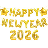 Happy New Year 2026 Balloons Banner - 16 Inch Gold Letter And Number Foil Balloon - Happy New Years Balloons For Nye Decorations 2026 - Nye Party Supplies