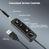 Usb Headset With Microphone, Noise Cancelling Pc Headphone With Volume Control, Usb/3.5Mm Headset For Computer, Cell Phone, Call Center, Office, Ms Teams, Zoom, Webex, Conference Meeting