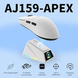 Ajazz Aj159 Apex Wireless Gaming Mouse 2.4G Wired Bt|Rgb Magnetic Screen Charging Dock|Lightweight|42K Optical Tracking|400Mah Battery |Paw3950Apex Sensor.