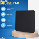 Mouse Pads, 9" X 7.5", Black, 2 Pack