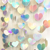 52Ft Shiny Corlorful Glitter Laser Love-Heart Garland Photo Booth Props For Girl Birthday Party Decorations Eras Themed Birthday Banner Supplies Themed Decor Eras Themed Party Decorations