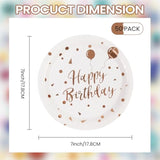 50Pcs Happy Birthday Paper Plates - 7Inch White Dessert Plates With Rose Gold Dots, Triangular Flag & Balloons Paper Plates For Cake Fruit Salad Pizza Disposable Decoration Supplies For Birthday Party