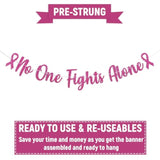 No One Fights Alone Banner - Peace Out Chemo Sign, Cancer Free Decor, Breast Cancer Awareness Party Decorations Hot Pink